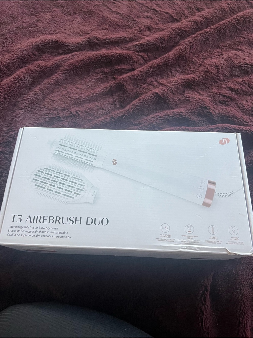 T3 White and Rose Gold AireBrush Duo Hot Air Styling Brush